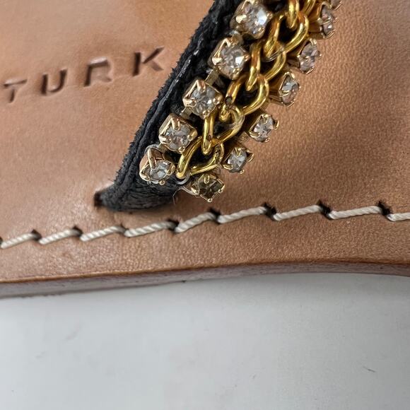 Trina Turk Rhinestone Leather Sandals Women's 8 Black Strap Beach Resortwear - Picture 8 of 11